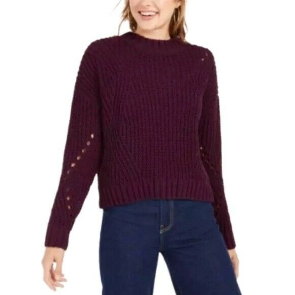 Wynter Women's Pointelle Chenille Sweater Plum
